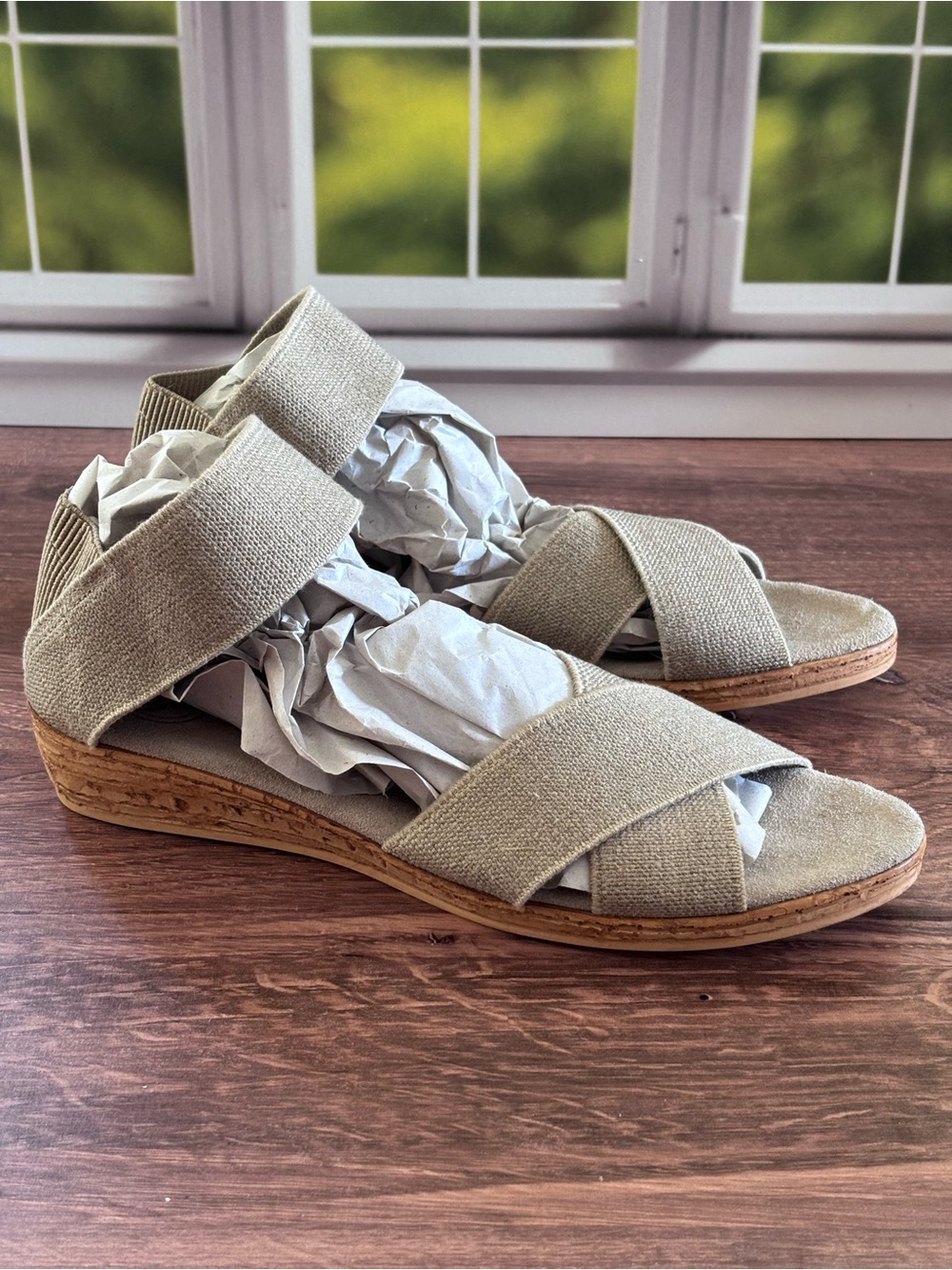 CHARLESTON SHOE CO. Beige Crisscross Espadrille Sandals - Picture 5 of 13